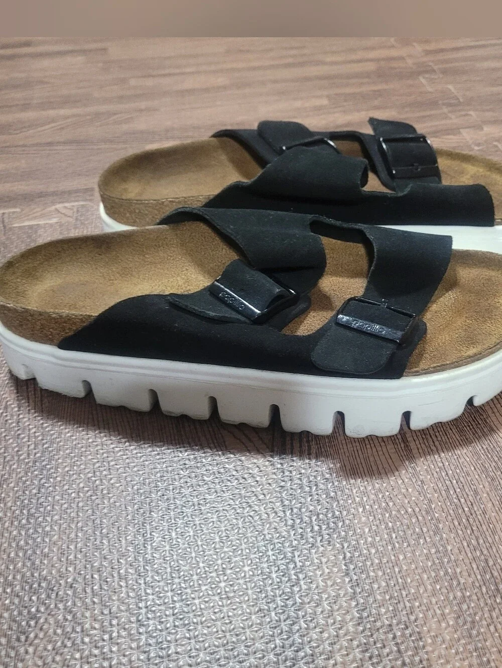 Birkenstocks Arizona Papillio Chunky Suede Leather Sandals In black Sz 10  EU 41